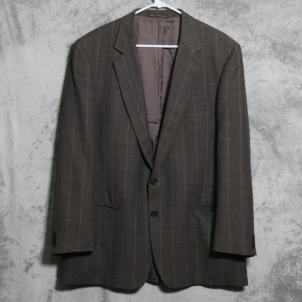Ermenegildo Zegna Sport Coat Mens IT 54 48R Brown Check Wool Tweed Switzerland